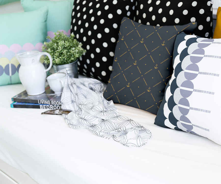 Almohada de salud azul con ancla