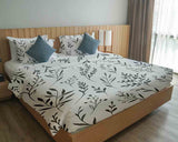 Juego de ropa de cama con manta terapéutica blanca con ramas negras