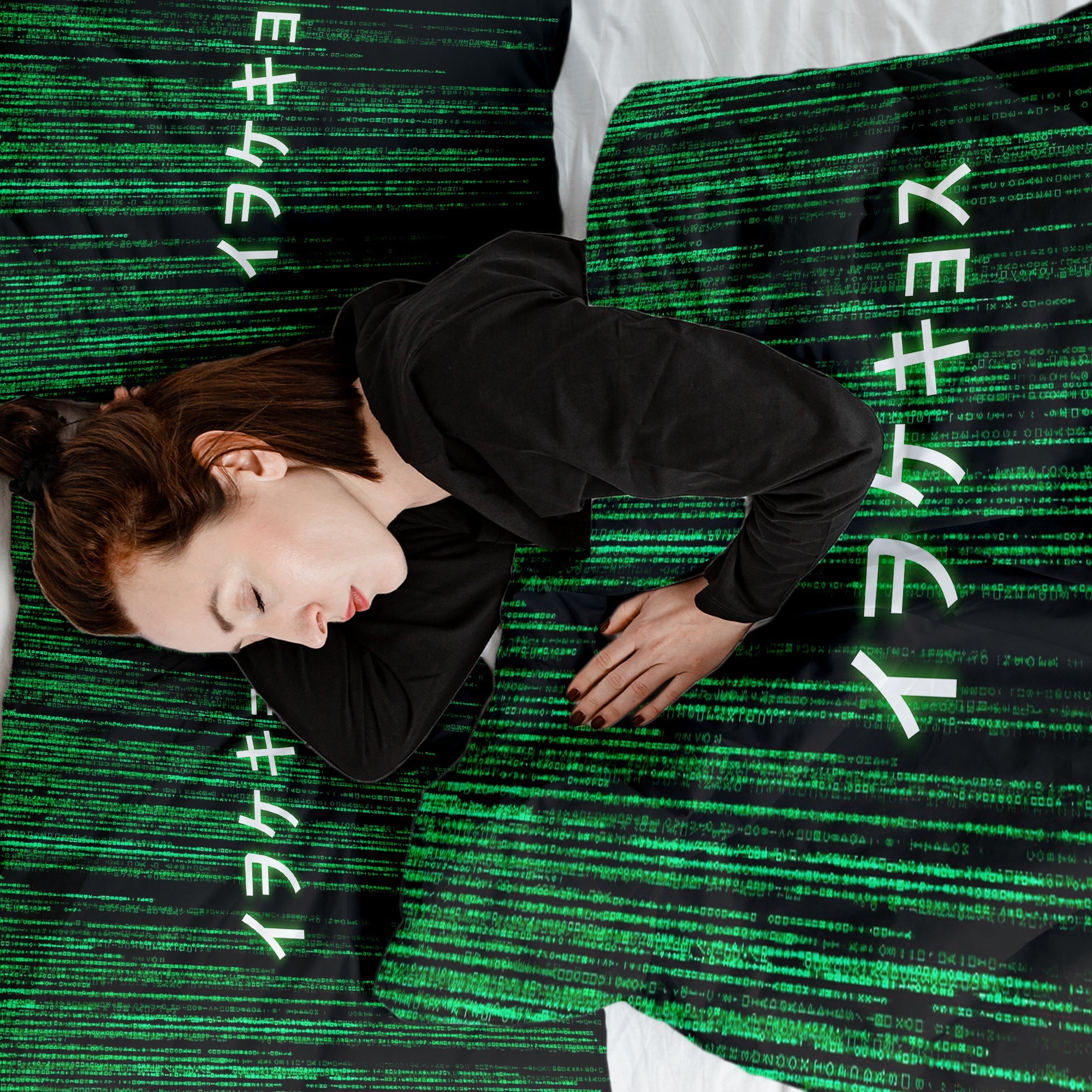 Set de ropa de cama con manta terapéutica verde Código Matrix