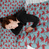 Set de ropa de cama con manta terapéutica rojo origami