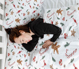 Juego de ropa de cama con manta terapéutica blanca para la época navideña