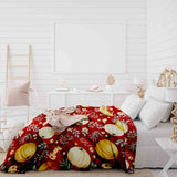 Juego de ropa de cama con mantas terapéuticas rojo con calabazas