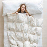 Manta terapéutica original - Funda de algodón blanca con flores de primavera