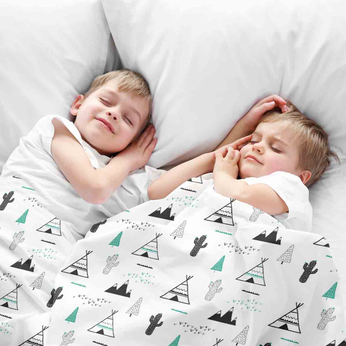 Set de ropa de cama con manta terapéutica blanca india