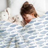 Set de ropa de cama con manta terapéutica peces azules