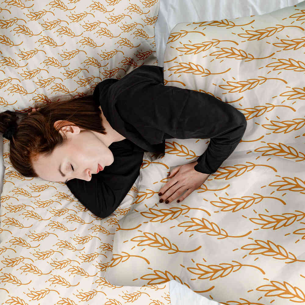 Set de ropa de cama con manta terapéutica blanca con trigo amarillo