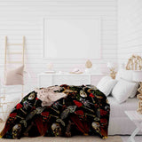 Set de ropa de cama con manta terapéutica Halloween esqueleto