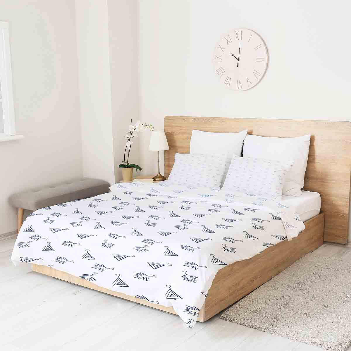 Juego de ropa de cama de mantas terapéuticas blanco con pendientes boho