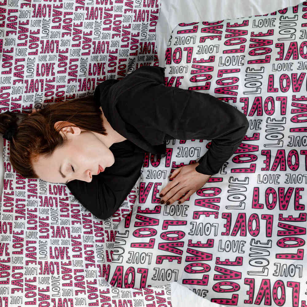 Set de ropa de cama y mantas terapéuticas blanco L.O.V.E