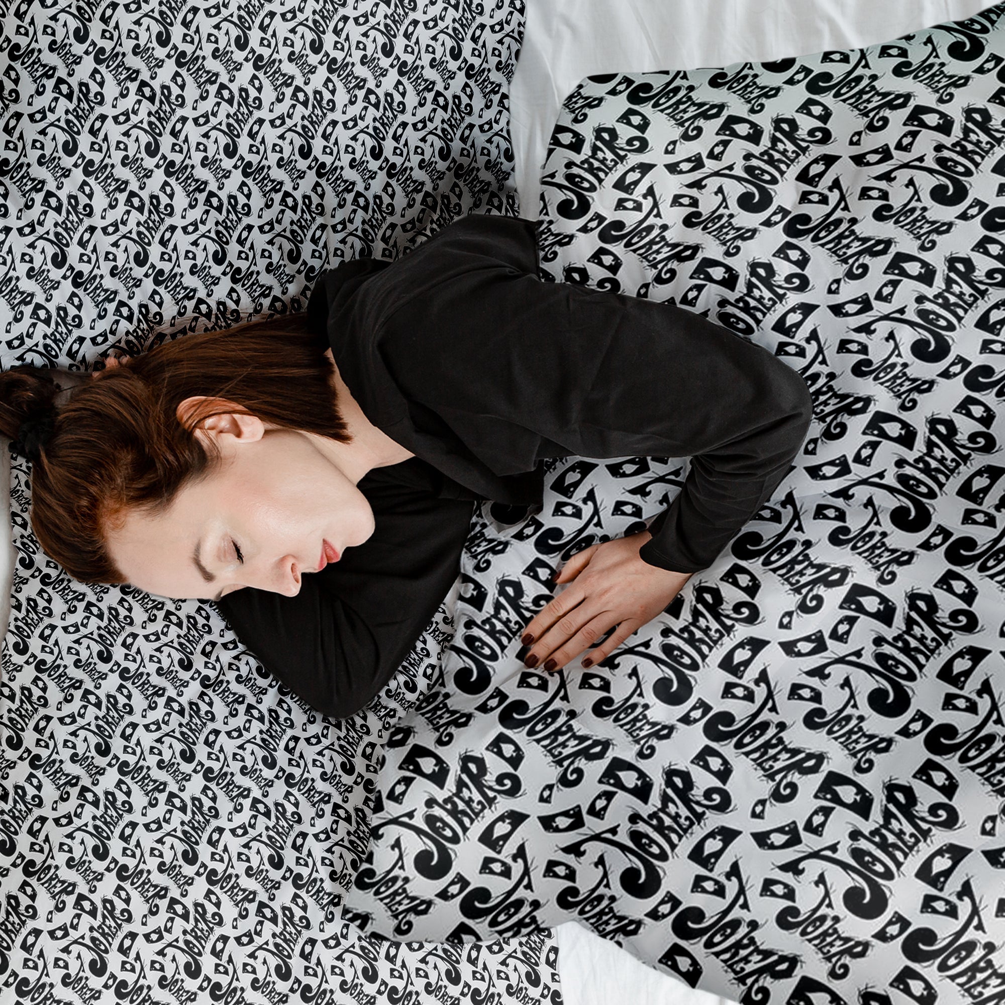 Juego de ropa de cama con manta terapéutica, inscripción en negro Joker