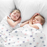 Juego de ropa de cama con mantas terapéuticas blancas con estrellas