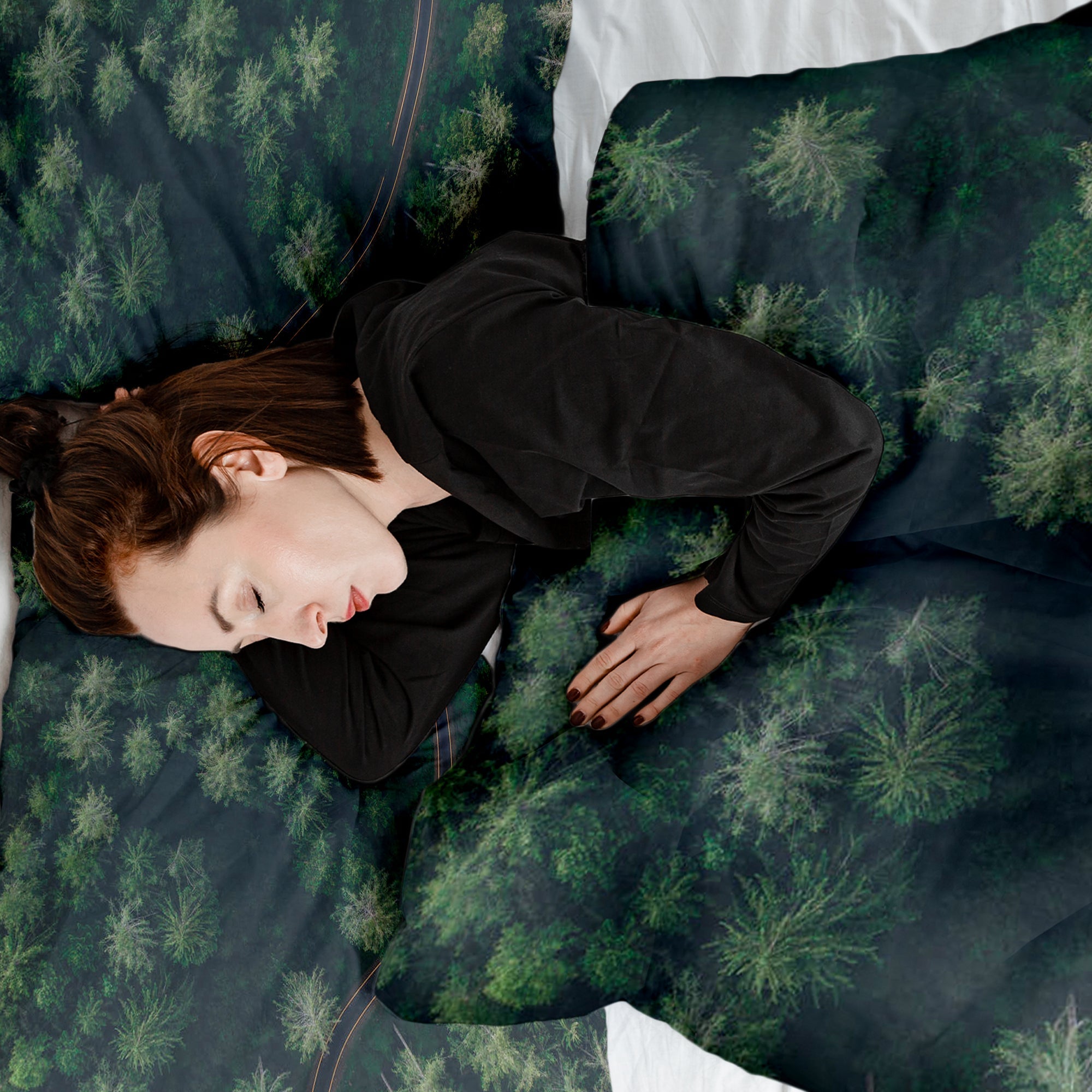 Set de ropa de cama con manta terapéutica Calle en el bosque