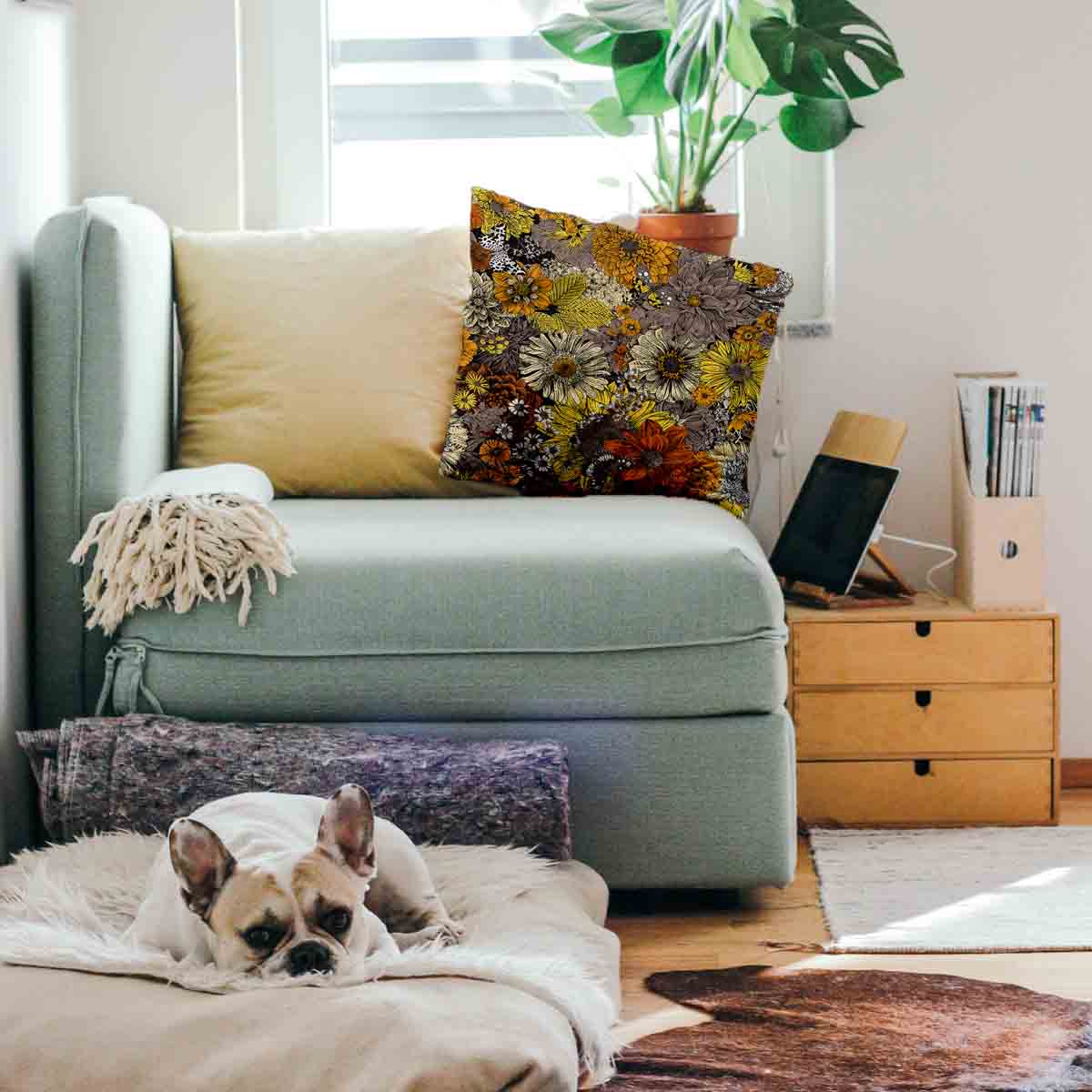 Almohada de salud flores amarillas