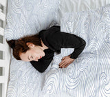 Juego de ropa de cama con manta terapéutica ondas azules