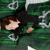 Set de ropa de cama con manta terapéutica código numérico verde