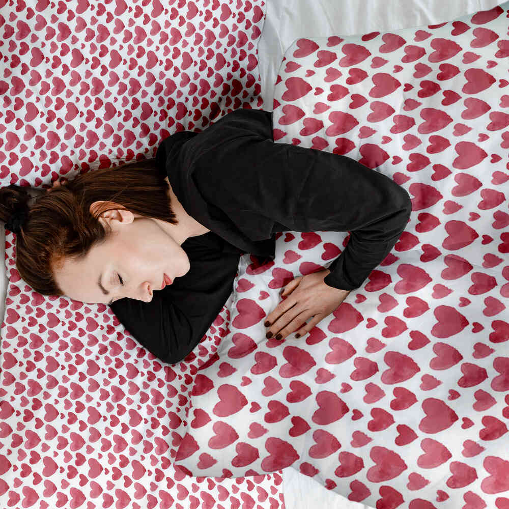 Juego de ropa de cama con mantas terapéuticas Corazones rojos