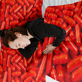 Juego de ropa de cama con manta terapéutica rojo tabletas