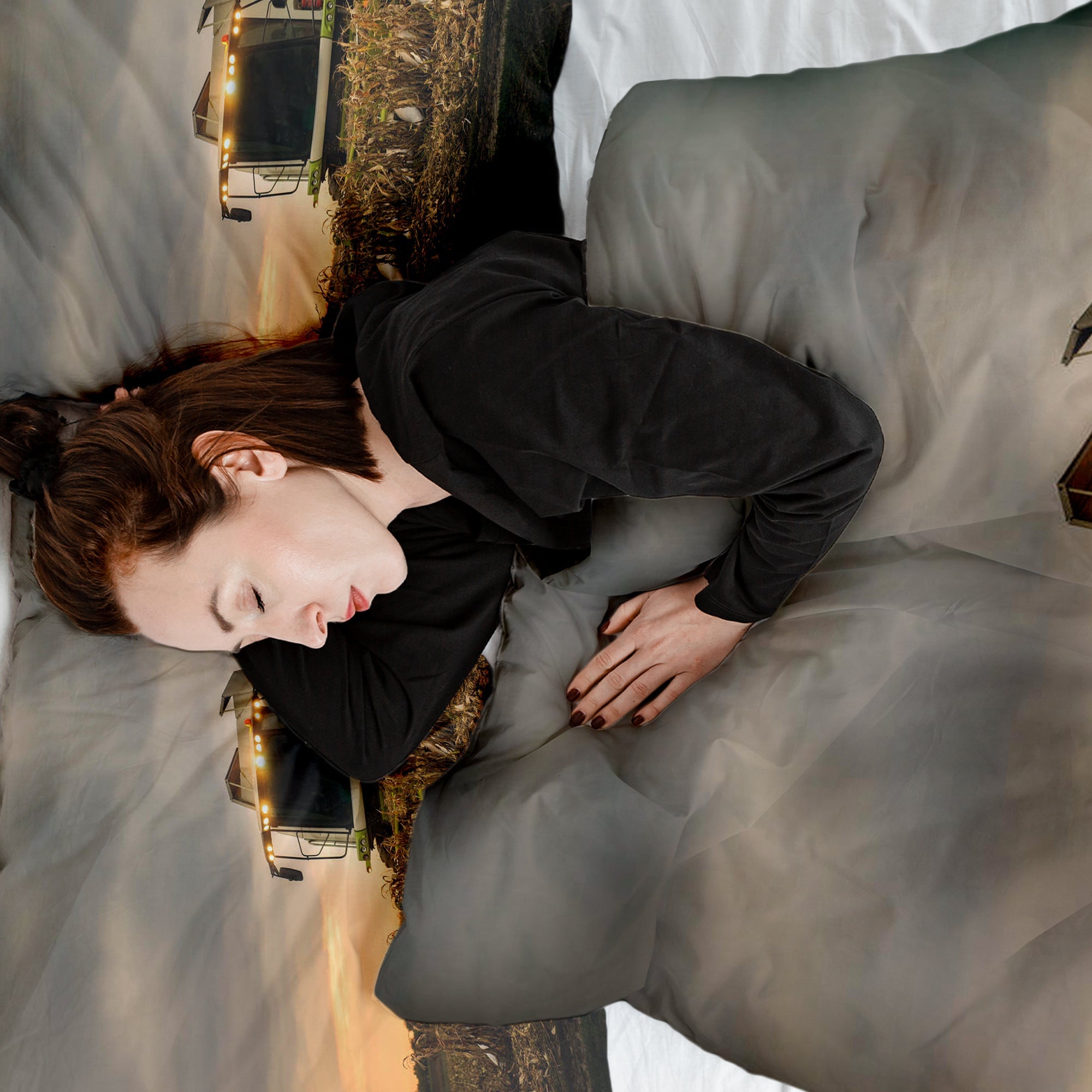 Juego de ropa de cama con manta terapéutica marrón Dreschmaschine