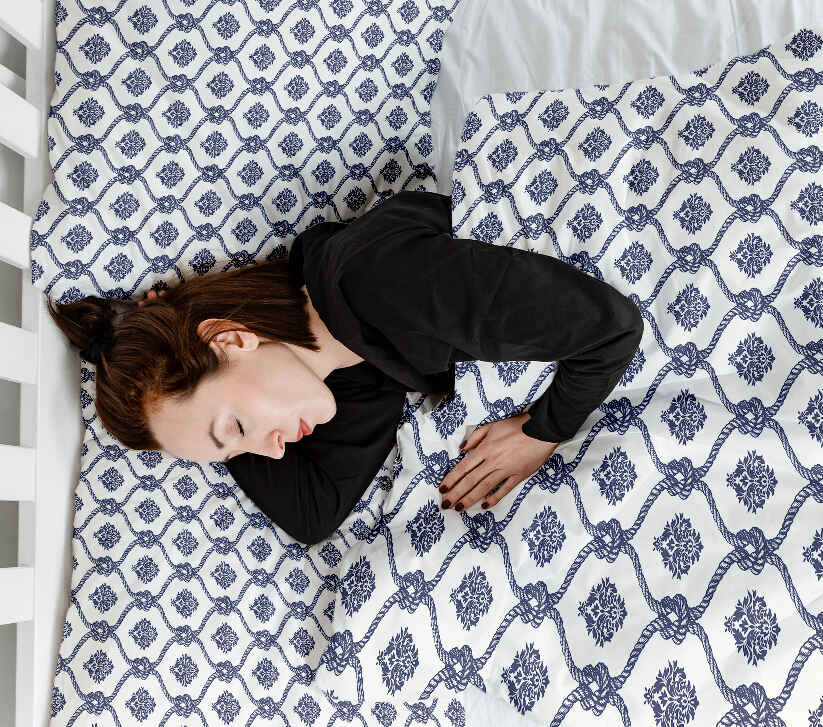 Set de ropa de cama con manta terapéutica patrón marinero azul