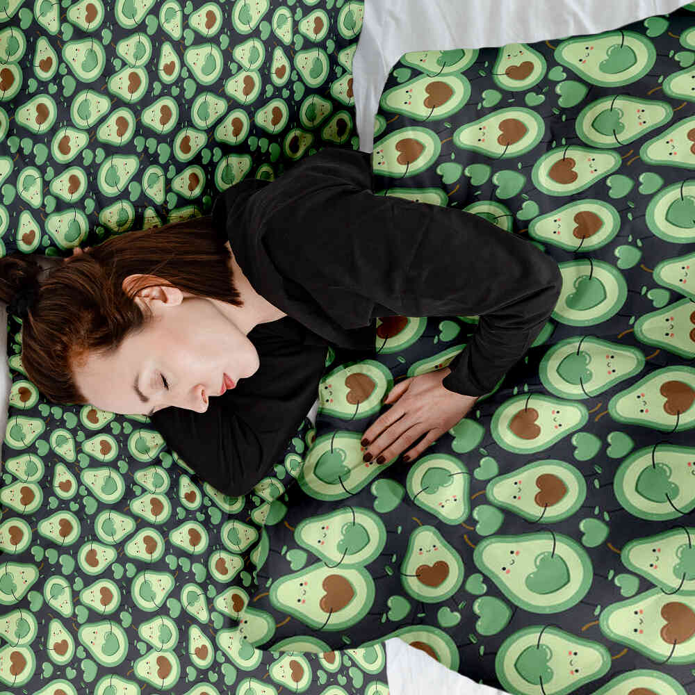 Set de ropa de cama con mantas terapéuticas Aguacates verdes