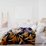 Set de ropa de cama con manta terapéutica marrón con hojas azules