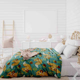 Set de ropa de cama con manta terapéutica verde con ardilla