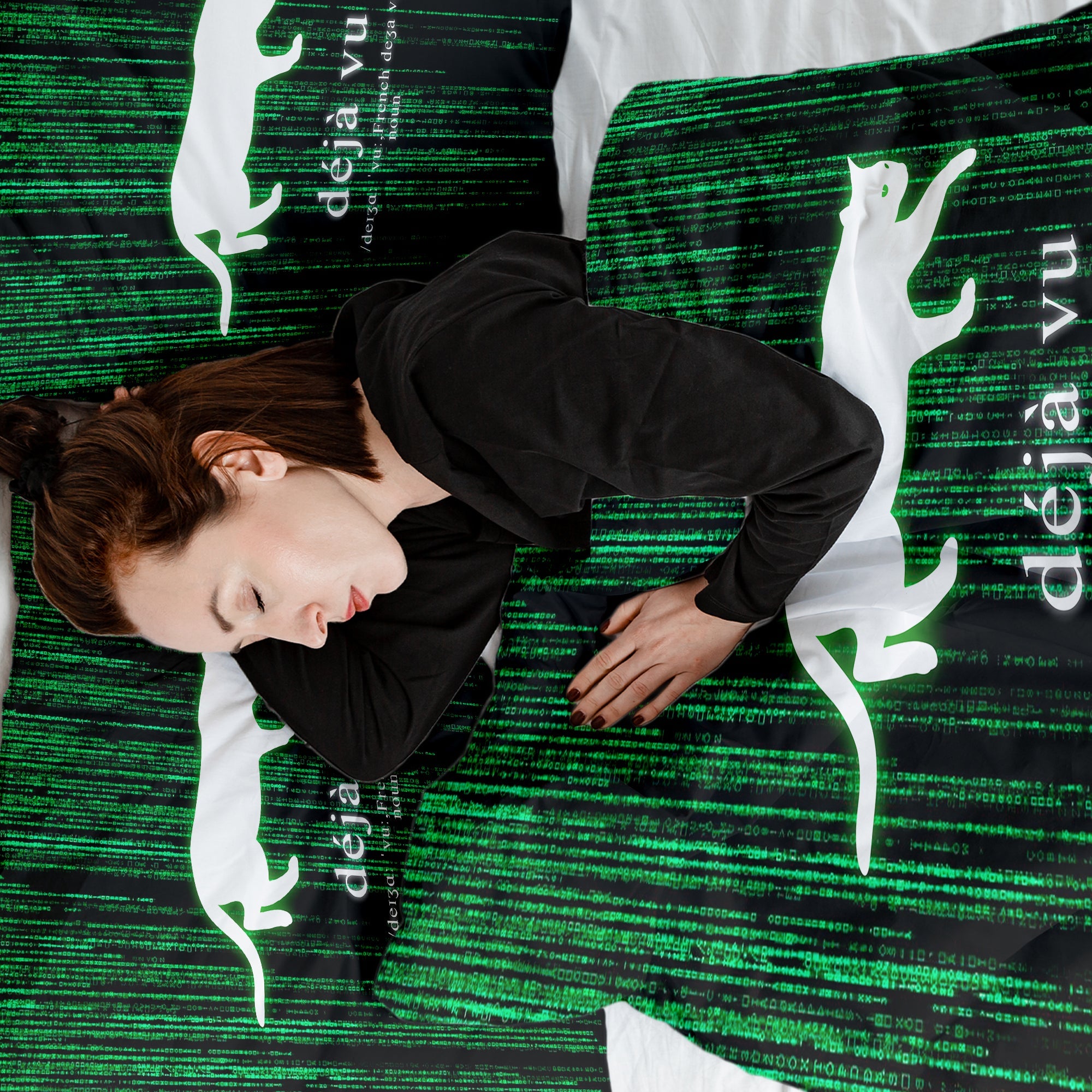 Set de ropa de cama con manta terapéutica verde Déjà-Vu