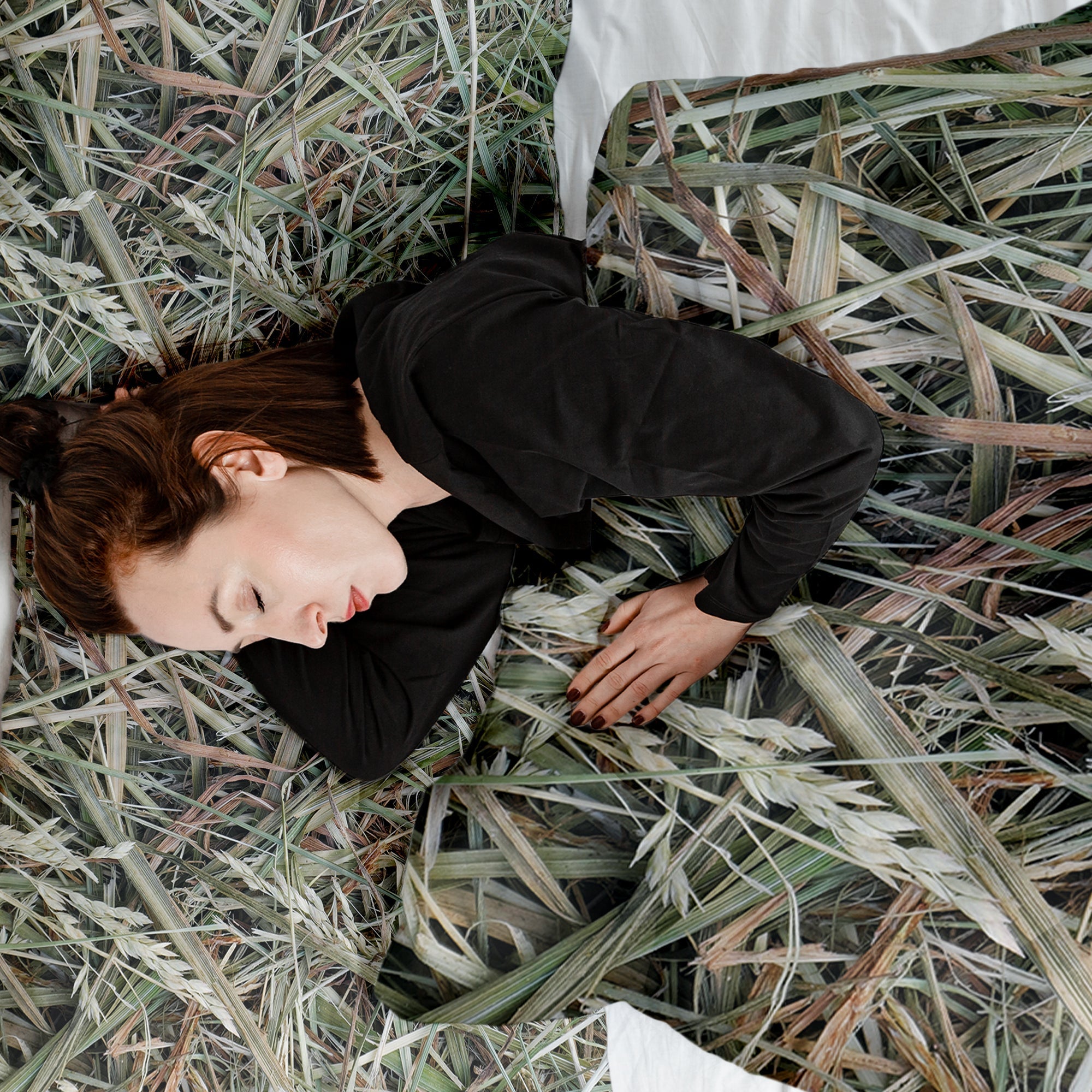 Set de ropa de cama con manta terapéutica blanca con paja