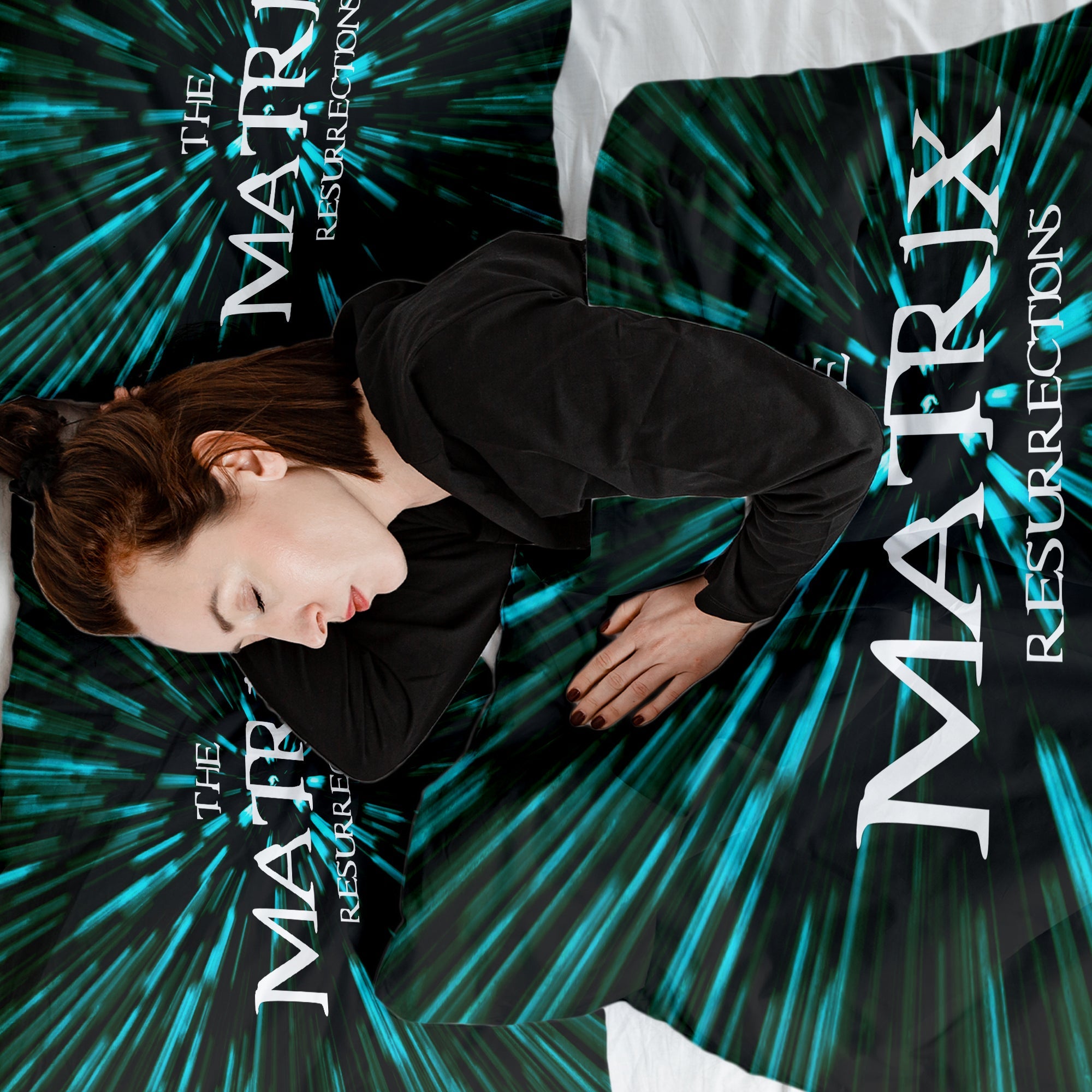Juego de ropa de cama con manta terapéutica y inscripción The Matrix