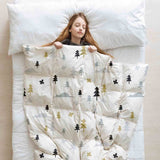 Set de ropa de cama con manta terapéutica bosque gris