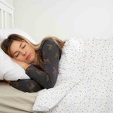 Juego de ropa de cama con manta terapéutica blanca con estrellas y puntos