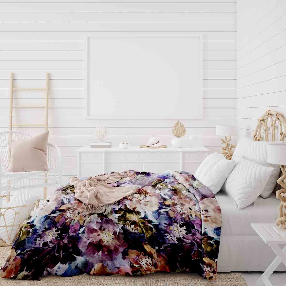 Set de ropa de cama con manta terapéutica Mar de flores