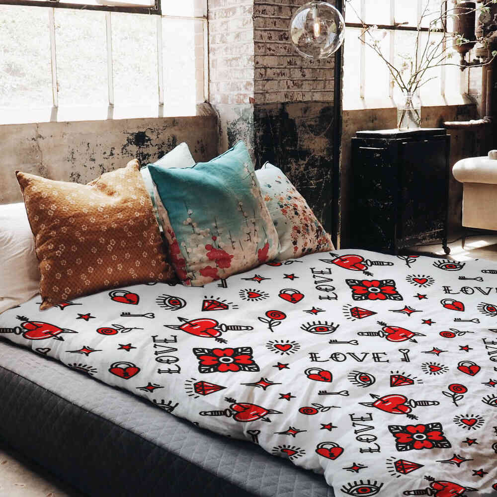 Set de ropa de cama con manta terapéutica amor mixto