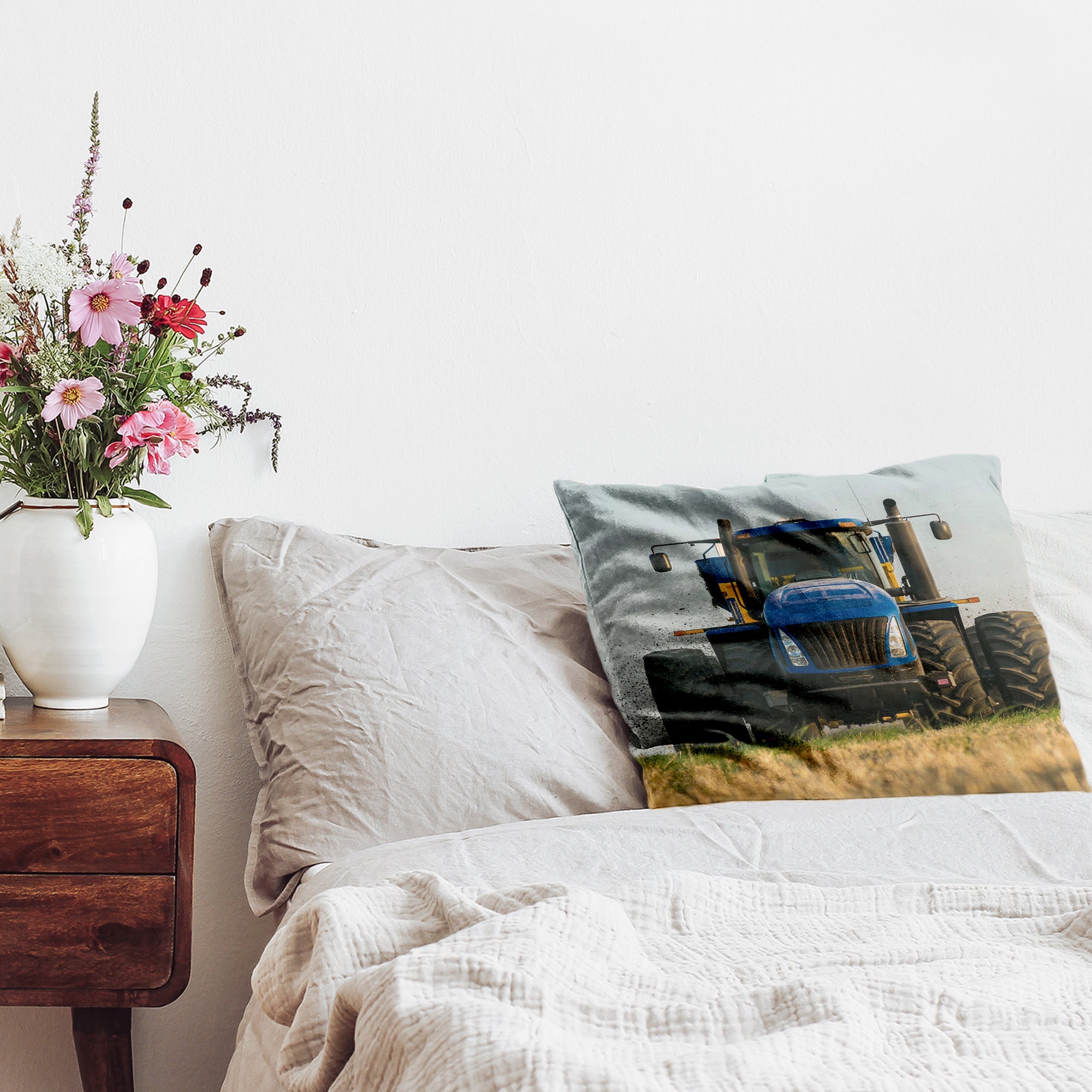 Almohada de salud tractor en azul