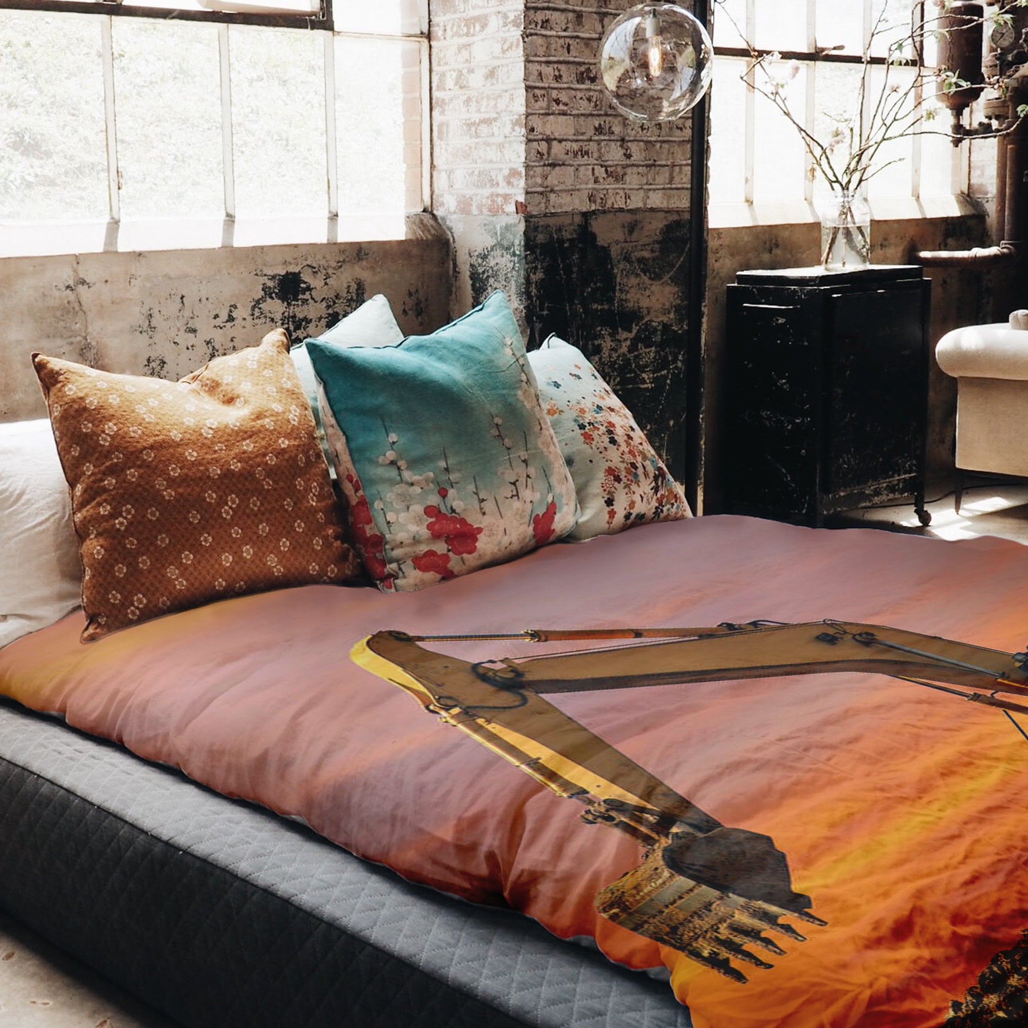 Manta terapéutica original - Funda de algodón tractor al amanecer