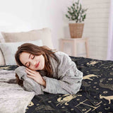 Juego de ropa de cama con manta terapéutica negro constelaciones