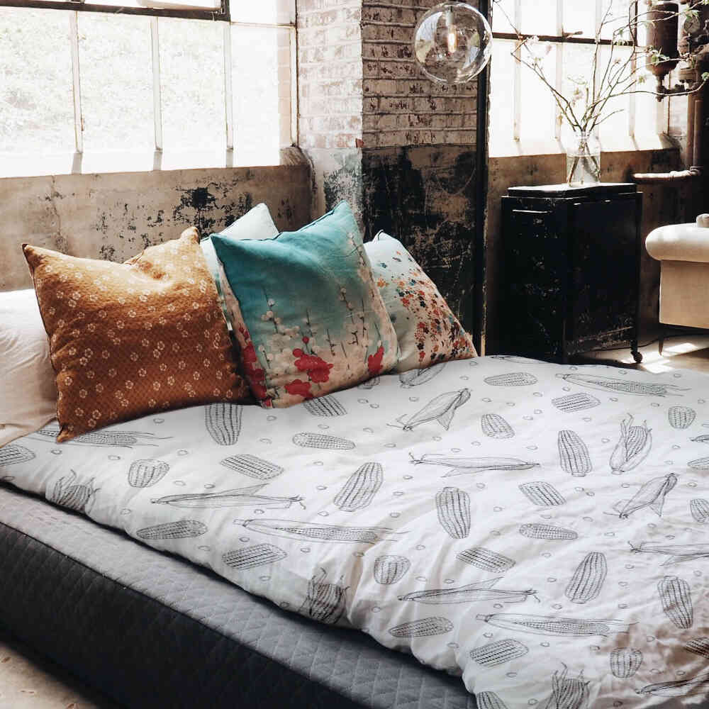 Set de ropa de cama con manta terapéutica mazorca de maíz gris