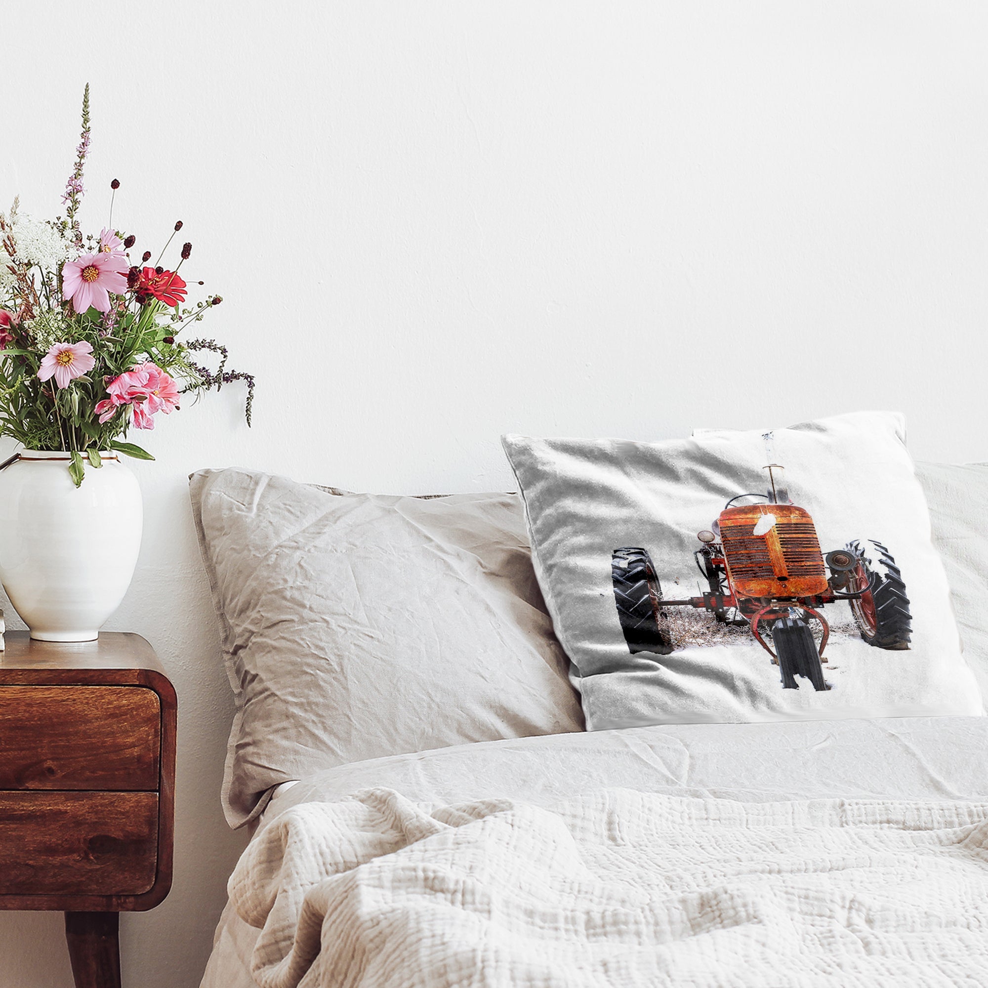 Almohada de salud tractor en naranja