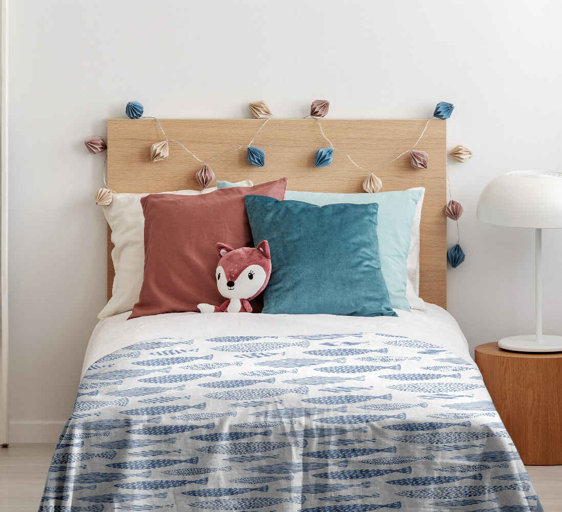 Set de ropa de cama con manta terapéutica peces azules