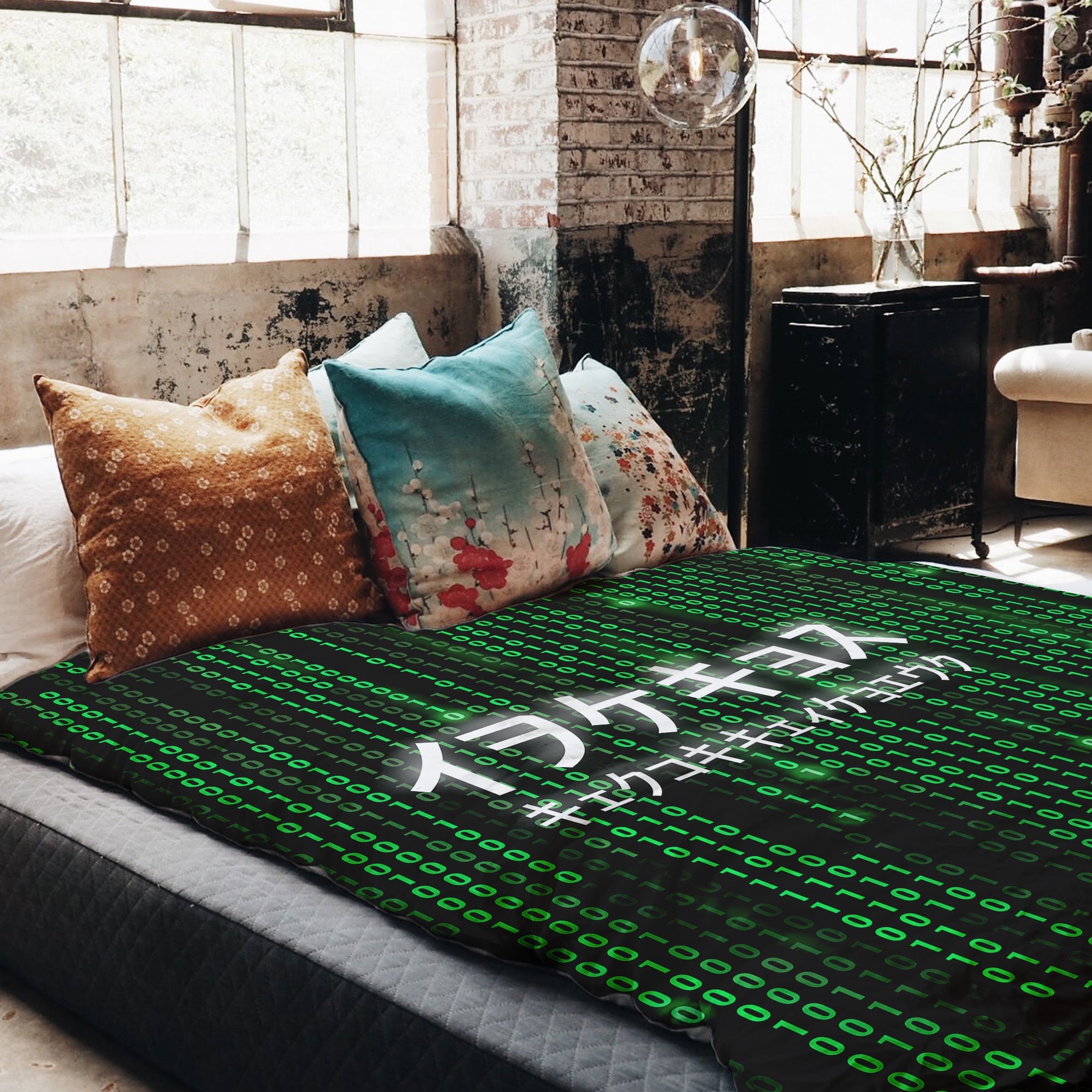 Original Therapiedecke - Juego de ropa de cama de algodón verde The Matrix