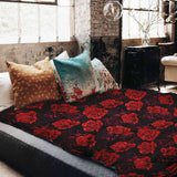 Manta terapéutica original - Funda de algodón negra con rosas rojas