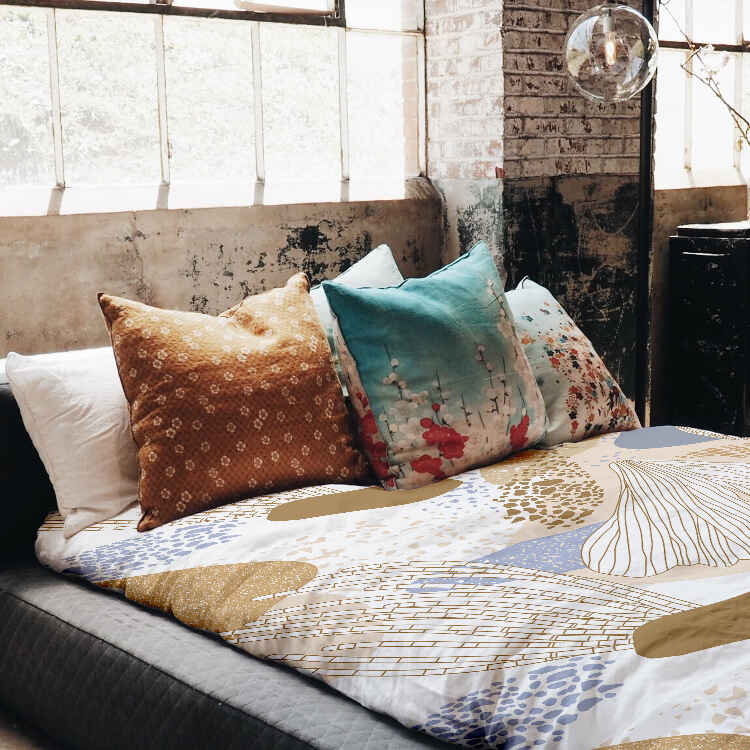 Set de ropa de cama con manta terapéutica anémona de mar dorada