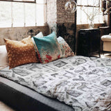 Set de ropa de cama con manta terapéutica gris granja