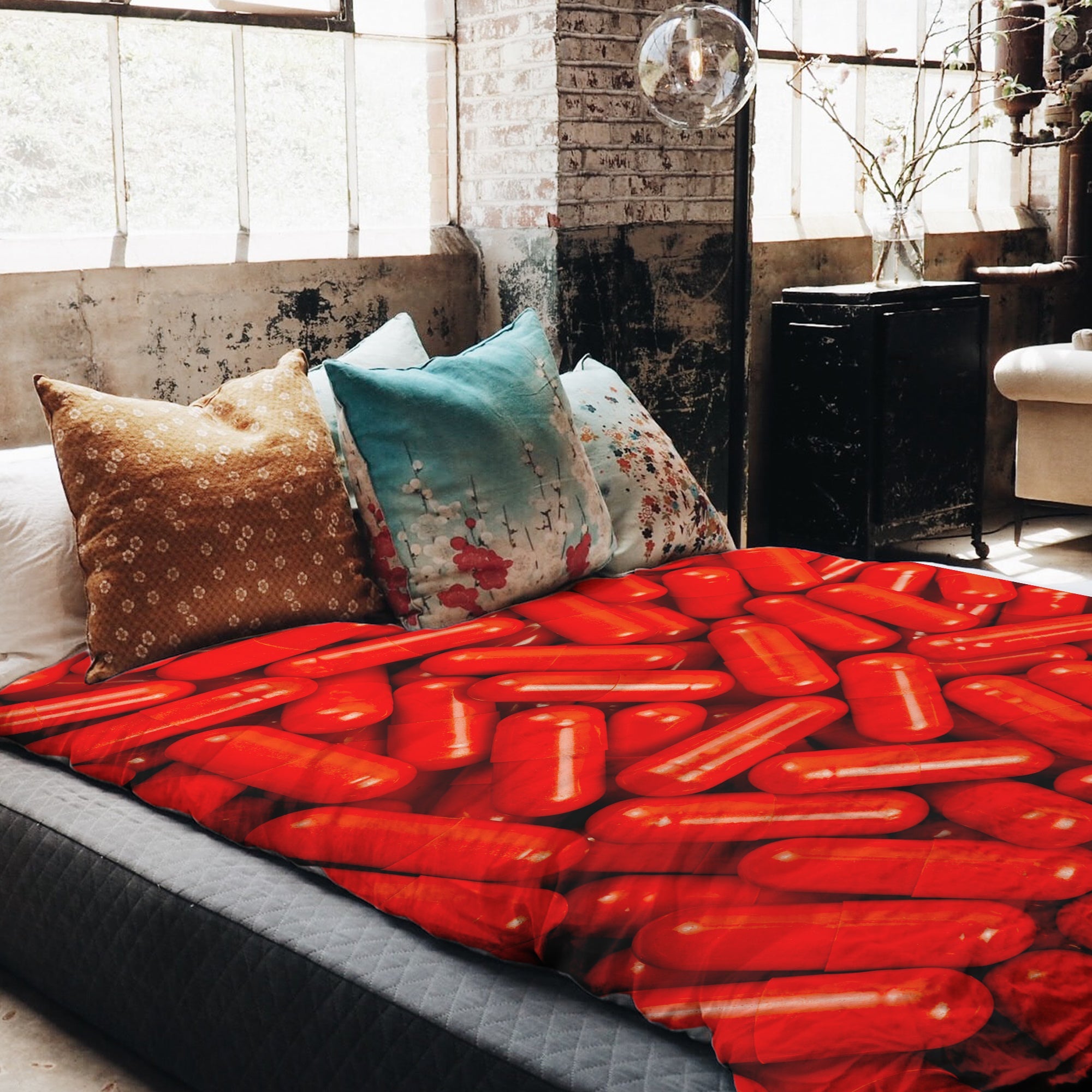 Set de ropa de cama con manta terapéutica roja Tabletten