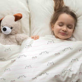 Set de ropa de cama con manta terapéutica blanca con pequeños gatos
