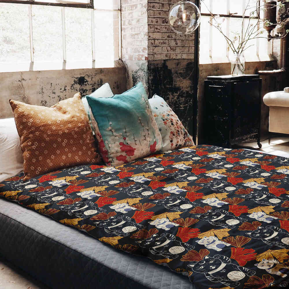 Set de ropa de cama con manta terapéutica Gato de la suerte