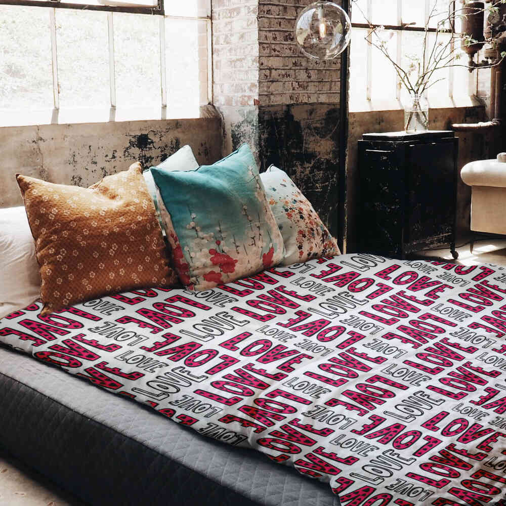 Set de ropa de cama y mantas terapéuticas blanco L.O.V.E