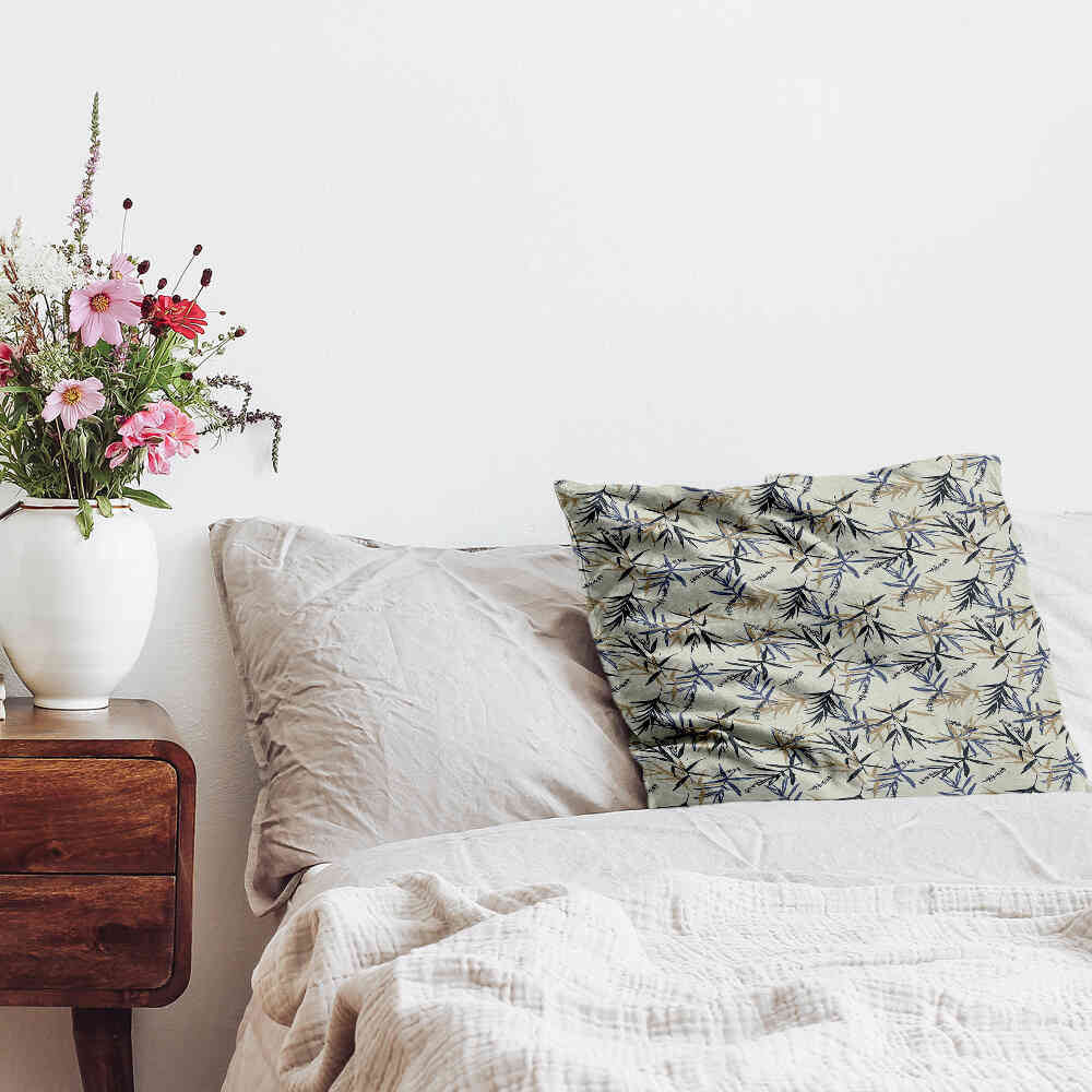 Almohada de salud con patrón de hojas beige