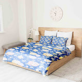 Set de ropa de cama con mantas terapéuticas azul con calabazas