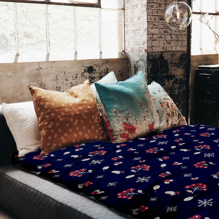 Set de ropa de cama y manta terapéutica azul grosella roja